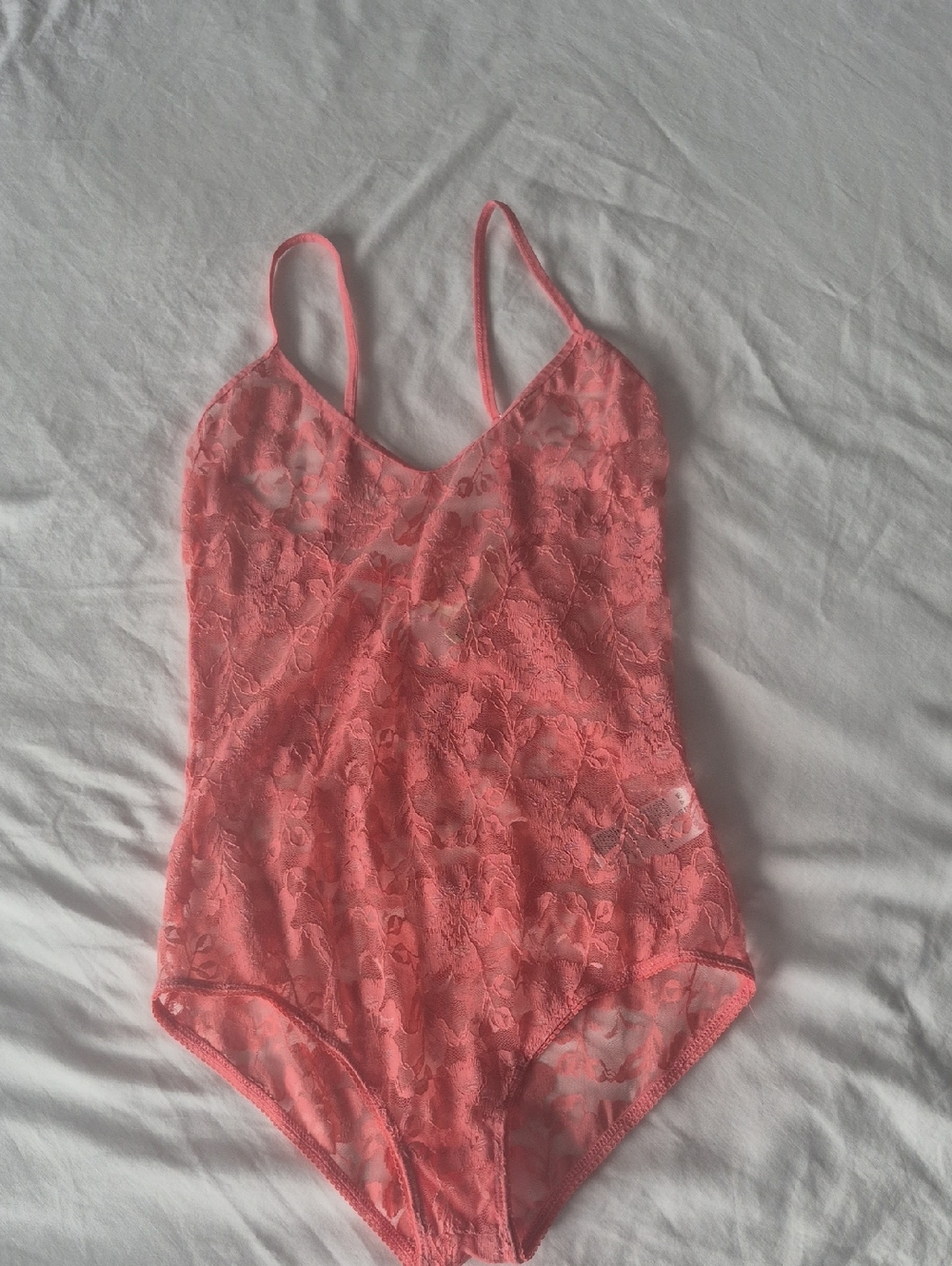 Free People Beach Peach Lace Sheer Bodysuit Size Small